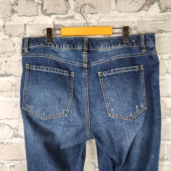 cAbi bf Boyfriend Jeans Ankle Distressed 100% Cotton High Waist Size 12 - Picture 11 of 16